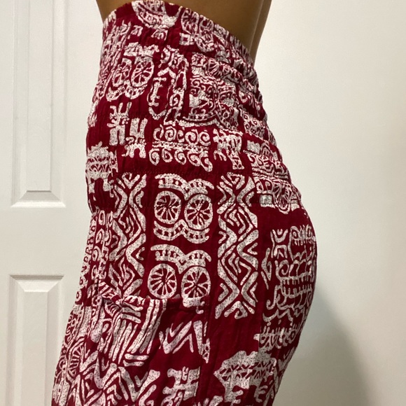 Patterned Red Women's Pants - Picture 3 of 6